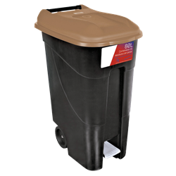 Contenedor de desperdicios con tapa y ruedas marrón 80 lts. Serie GO!