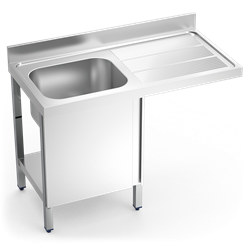 Fregadero para lavavajillas c/puerta 1C,ED 1200x600x890 mm. Dimensiones cubeta 500x400x250 mm.