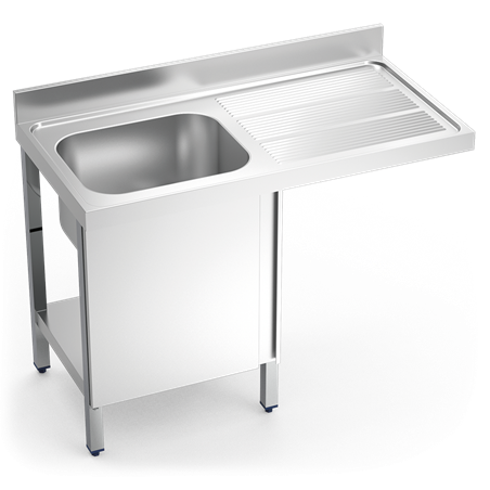 Fregadero para lavavajillas c/puerta 1C,ED 1200x600x890 mm. Dimensiones cubeta 500x400x250 mm.