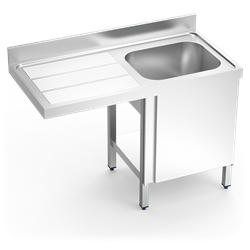 Fregadero para lavavajillas c/puerta 1C,EI 1200x600x890 mm. Dimensiones cubeta 500x400x250 mm.