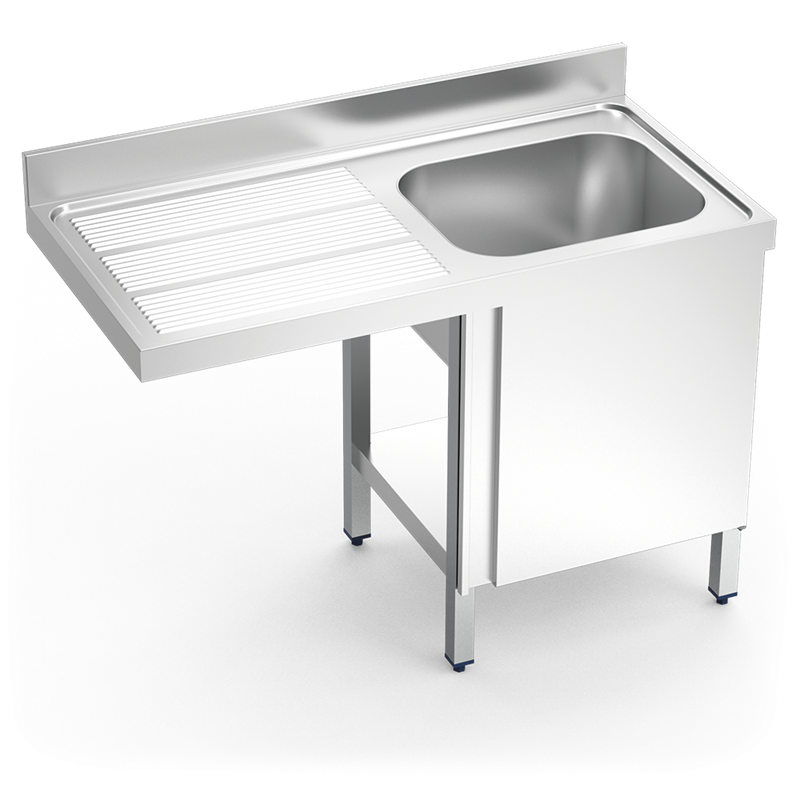 Fregadero para lavavajillas c/puerta 1C,EI 1200x600x890 mm. Dimensiones cubeta 500x400x250 mm.