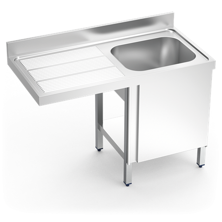 Fregadero para lavavajillas c/puerta 1C,EI 1200x600x890 mm. Dimensiones cubeta 500x400x250 mm.