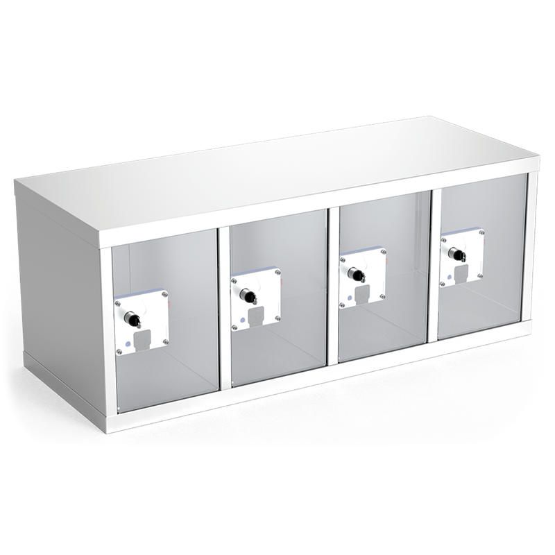 Taquilla inoxidable de 4 puertas de metacrilato