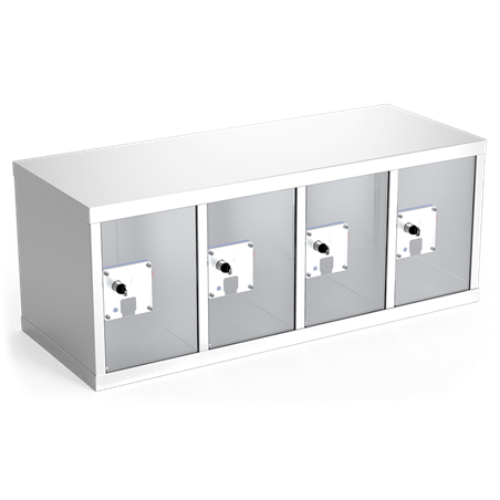 Taquilla inoxidable de 4 puertas de metacrilato