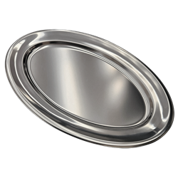 Bandeja de presentación inoxidable ovalada 500x330x15 mm.