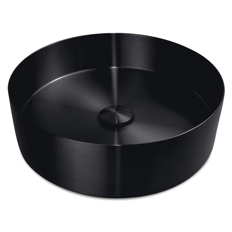 Lavabo redondo negro de sobre encimera para baño