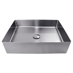 Lavabo rectangular inoxidable de sobre encimera para baño
