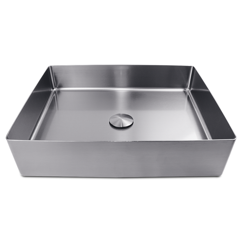 Lavabo rectangular inoxidable de sobre encimera para baño