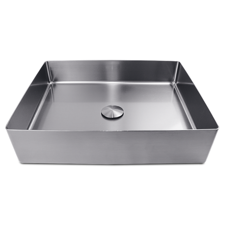 Lavabo rectangular inoxidable de sobre encimera para baño