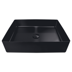 Lavabo rectangular negro de sobre encimera para baño