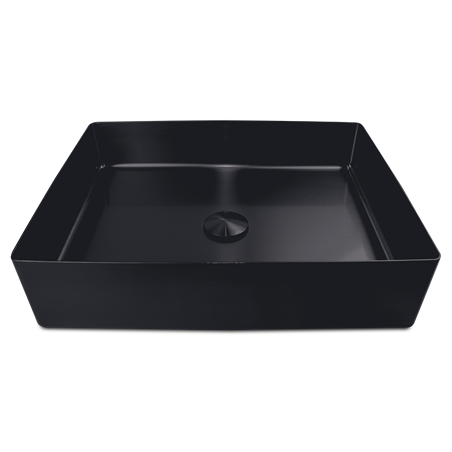 Lavabo rectangular negro de sobre encimera para baño