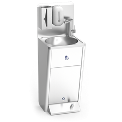 Lavamanos integral registrable con grifo de agua caliente 450x450x1250 mm