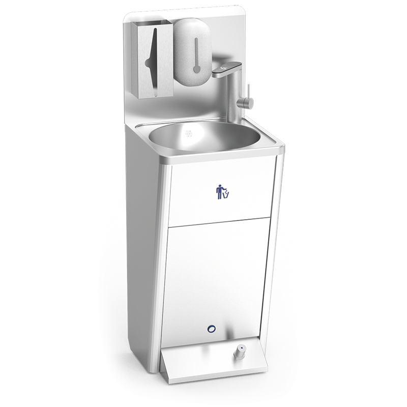 Lavamanos integral registrable con grifo de agua caliente 450x450x1250 mm