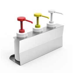 Conjunto dispensador de 3 salsas con dosificadores y soporte