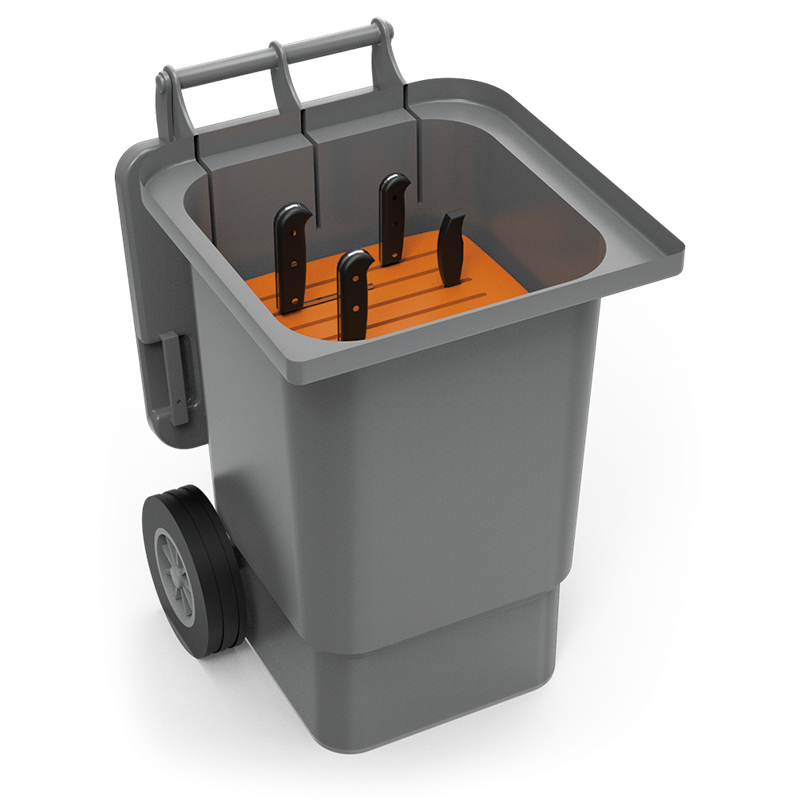 Contenedor cuadrado para transporte cuchillos 450x520x700 mm.