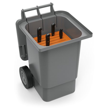 Contenedor cuadrado para transporte cuchillos 450x520x700 mm.