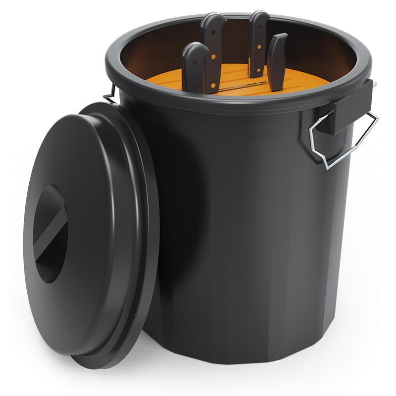 Contenedor redondo para transporte cuchillos ø455x600 mm.