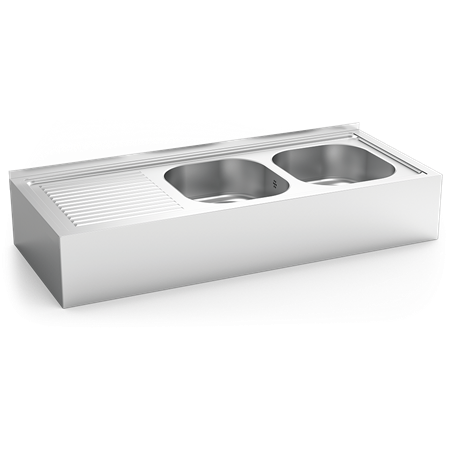 Fregadero colg.c/faldón 2C,EI 1200x500x220 mm.