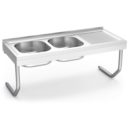 Fregadero colg.c/palomillas 2C,ED 1200x500x450 mm.