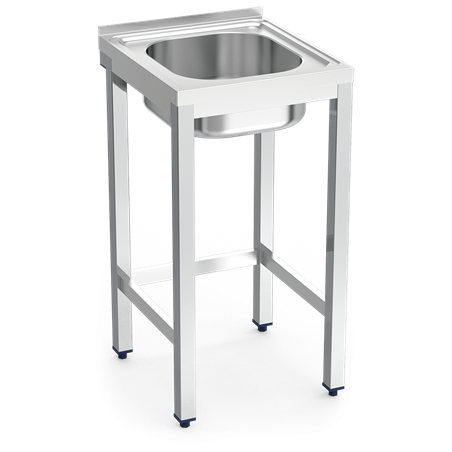 Fregadero con soporte 1C 450x450x850 mm.