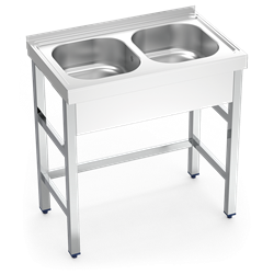 Fregadero con soporte 2C 800x500x850 mm.
