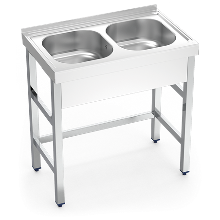 Fregadero con soporte 2C 800x500x850 mm.