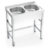 Fregadero con soporte 2C 800x500x850 mm.