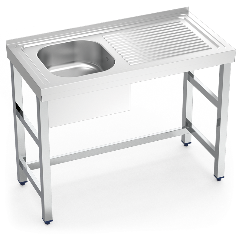 Fregadero con soporte 1C,ED 800x500x850 mm.
