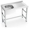 Fregadero con soporte 1C,ED 800x500x850 mm.