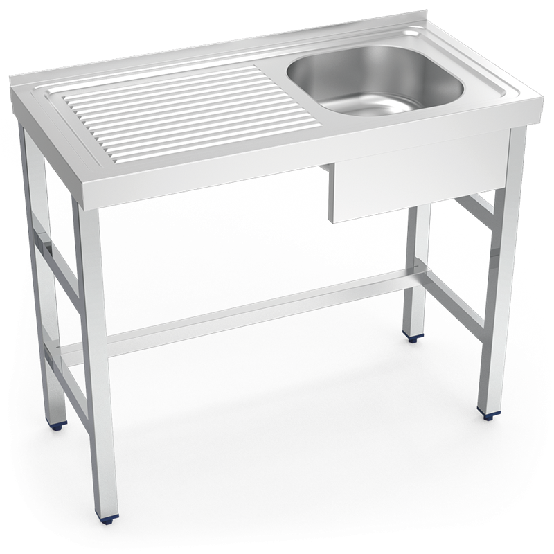 Fregadero con soporte 1C,EI 800x500x850 mm.