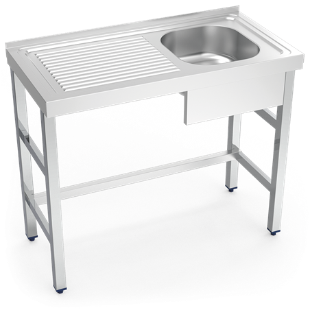 Fregadero con soporte 1C,EI 800x500x850 mm.