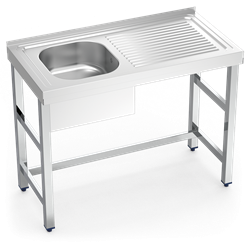 Fregadero con soporte 1C,ED 1000x500x850 mm.