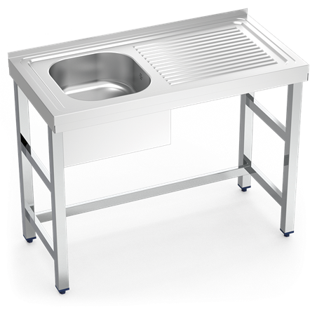 Fregadero con soporte 1C,ED 1000x500x850 mm.