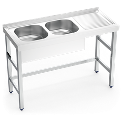Fregadero con soporte 2C,ED 1200x500x850 mm.