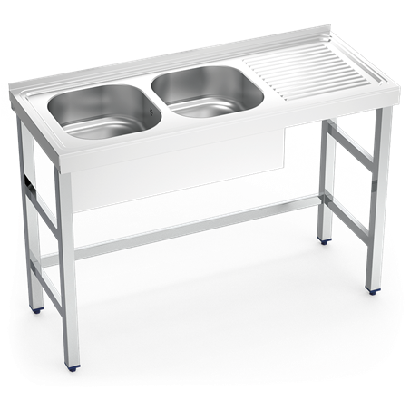 Fregadero con soporte 2C,ED 1200x500x850 mm.