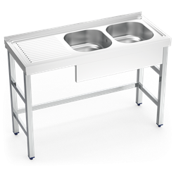 Fregadero con soporte 2C,EI 1200x500x850 mm.