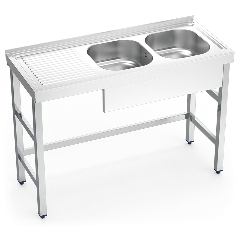 Fregadero con soporte 2C,EI 1200x500x850 mm.