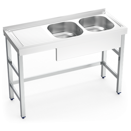 Fregadero con soporte 2C,EI 1200x500x850 mm.