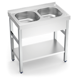 Fregadero c/soporte c/entre.2C 800x500x850 mm.