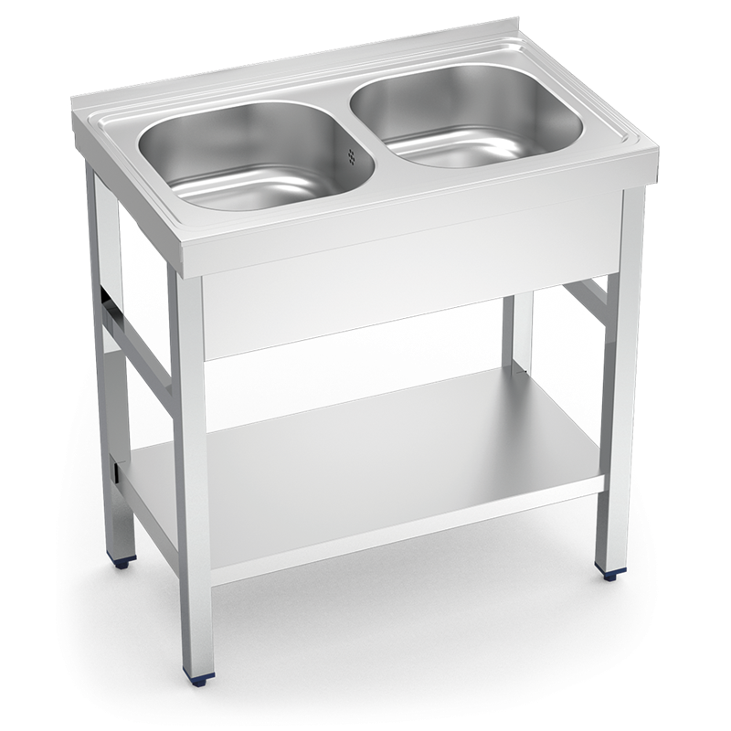 Fregadero c/soporte c/entre.2C 800x500x850 mm.