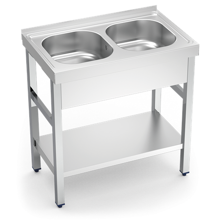 Fregadero c/soporte c/entre.2C 800x500x850 mm.