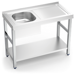 Fregadero c/soporte c/entre.1C,ED 800x500x850 mm.