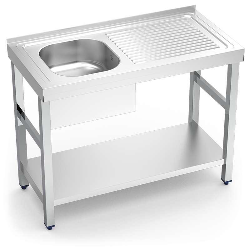 Fregadero c/soporte c/entre.1C,ED 800x500x850 mm.