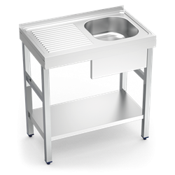 Fregadero c/soporte c/entre.1C,EI 800x500x850 mm.