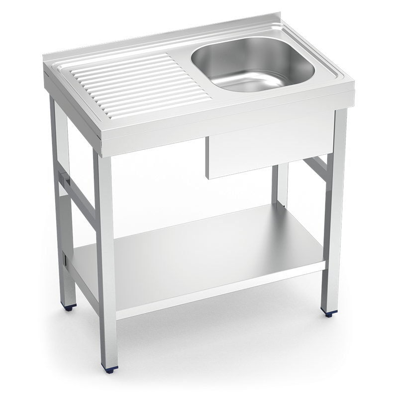 Fregadero c/soporte c/entre.1C,EI 800x500x850 mm.