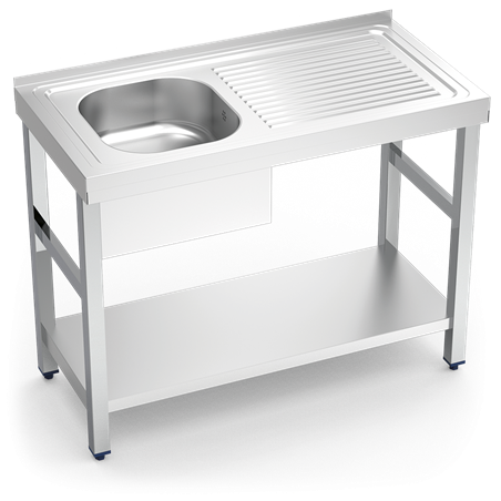 Fregadero c/soporte c/entre.1C,ED 1000x500x850 mm.
