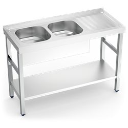 Fregadero c/soporte c/entre.2C,ED 1200x500x850 mm.