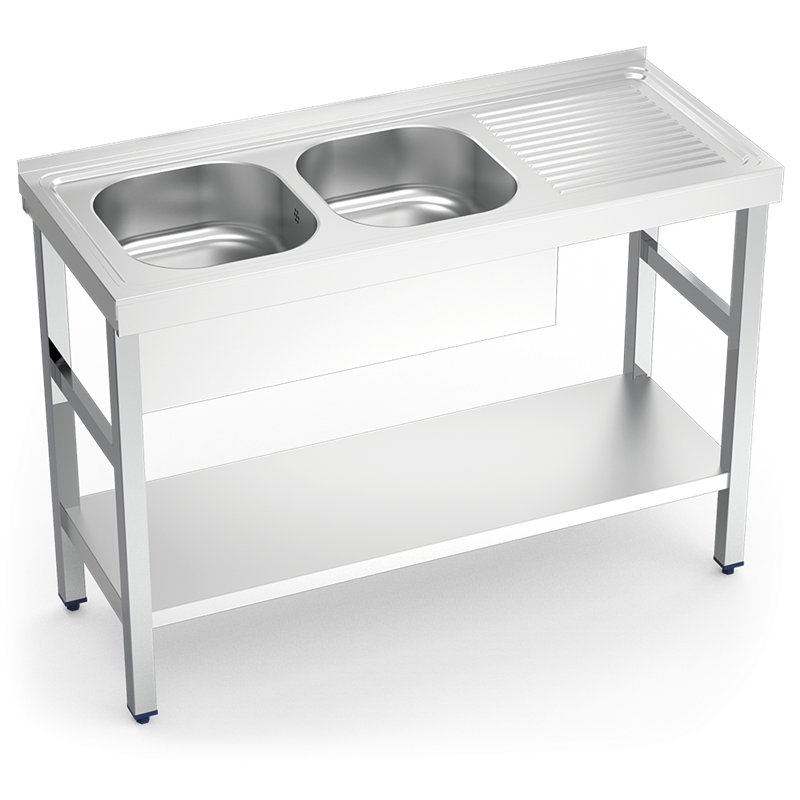 Fregadero c/soporte c/entre.2C,ED 1200x500x850 mm.