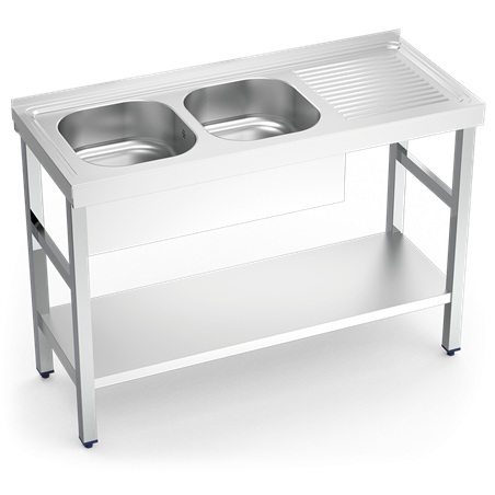 Fregadero c/soporte c/entre.2C,ED 1200x500x850 mm.