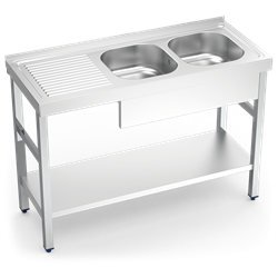 Fregadero c/soporte c/entre.2C,EI 1200x500x850 mm.